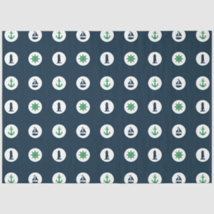 Groen en Marineblauw Scheepvaart Serie Design 15 Tissuepapier