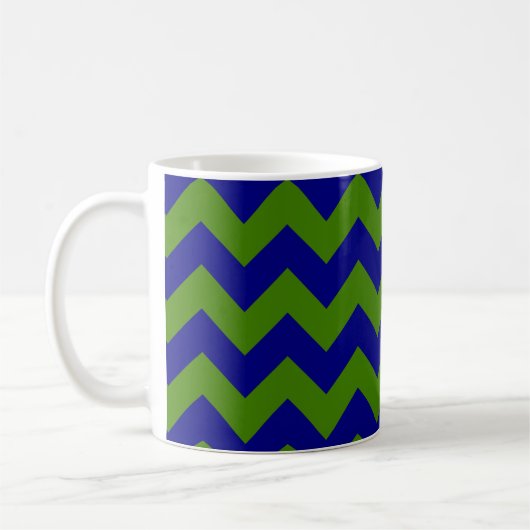 Groen en marineblauw Zigzag Koffiemok (Links)