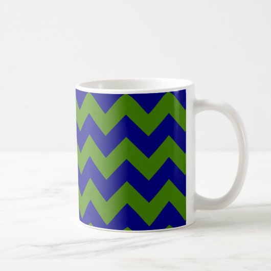 Groen en marineblauw Zigzag Koffiemok (Rechts)