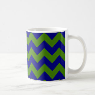 Groen en marineblauw zigzagpatroon koffiemok
