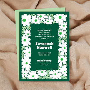 Groen en Mint Groovy Blooms Boho Bachelorette Kaart