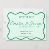Groen en Mint Wavy Retro Save The Date (Voorkant)
