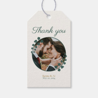 Groen en Monogram Bruiloft Cadeaulabel