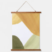 Groen en mosterd abstract hangend wandkleed (Voorkant)