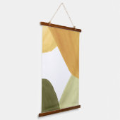 Groen en mosterd abstract hangend wandkleed (Gebogen)