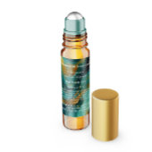 Groen en namaakgouden parfumrollerfles vierkante sticker