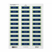 Groen en Navy Blauw Grieks Sleutelpatroon Etiket (Full Sheet)