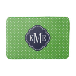 Groen en Navy Tiny Stippen Monogram Badmat