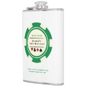 Groen en Off-White Casino Poker Chip Verjaardag Heupfles (Links)