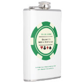 Groen en Off-White Casino Poker Chip Verjaardag Heupfles (Rechts)