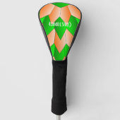 Groen en Oranje art deco design Golfheadcover (Voorkant)