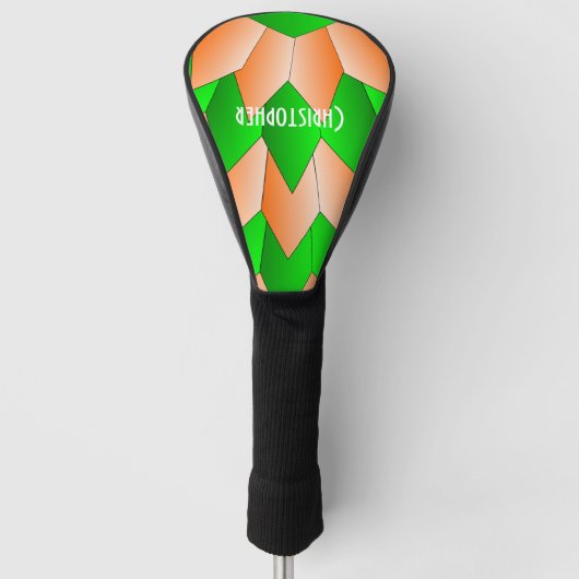 Groen en Oranje art deco design Golfheadcover (Voorkant)