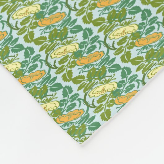 Groen en oranje Buttercup florale patroon Fleece Deken (Hoek)