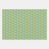  Groen en oranje Buttercup florale patroon  Inpakpapier Vel (Voorkant 2)