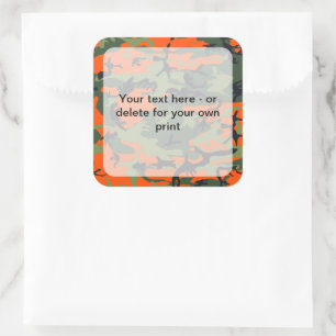 Groen en Oranje Camo, Camouflage, Militair, Leger Vierkante Sticker