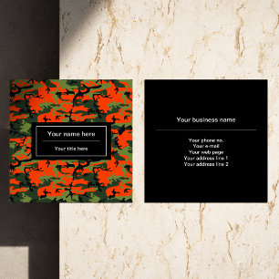 Groen en Oranje Camo, Camouflage, Militair, Leger Vierkante Visitekaartje