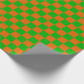 Groen en Oranje Checkerboard Patroon Cadeaupapier (Hoek)