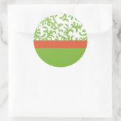 Groen en Oranje Floral Damask Pattern Ronde Sticker (Tas)
