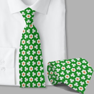 Groen en oranje geometrisch patroon Iers  Stropdas