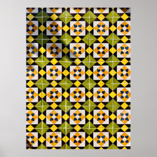 Groen en oranje kledingstuk poster