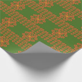 Groen en Oranje Litouws folkpatroon Cadeaupapier (Hoek)