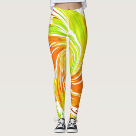 Groen en Oranje spiraalontwerp Leggings