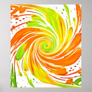 Groen en Oranje spiraalontwerp Poster