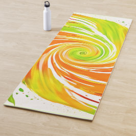 Groen en oranje spiraalontwerp yogamat