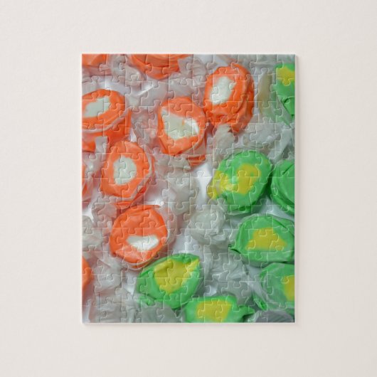 Groen en oranje taffig snoep legpuzzel (Verticaal)