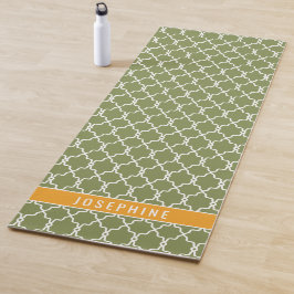 Groen en oranje traliewerkpatroon met aangepaste n yogamat