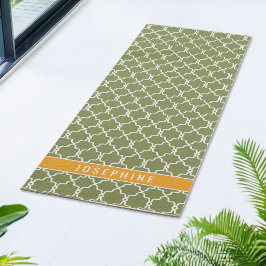 Groen en oranje traliewerkpatroon met aangepaste n yogamat