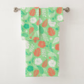 Groen en Oranje Tropisch Vloeiingspatroon Bad Handdoek (Insitu)