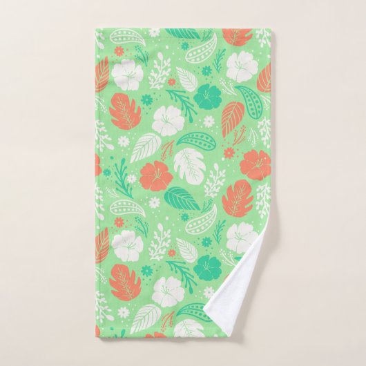 Groen en Oranje Tropisch Vloeiingspatroon Bad Handdoek (Handdoek)