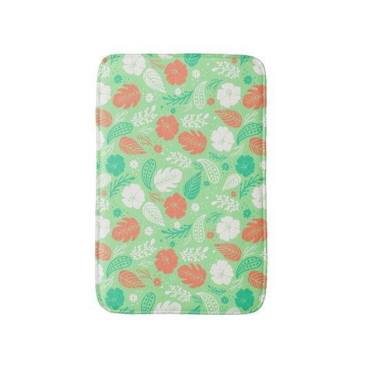 Groen en Oranje Tropisch Vloeiingspatroon Badmat (Voorkant Verticaal)