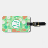 Groen en Oranje Tropisch Vloeiingspatroon Bagagelabel (Voorkant horizontaal)
