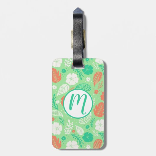 Groen en Oranje Tropisch Vloeiingspatroon Bagagelabel (Achterkant verticaal)