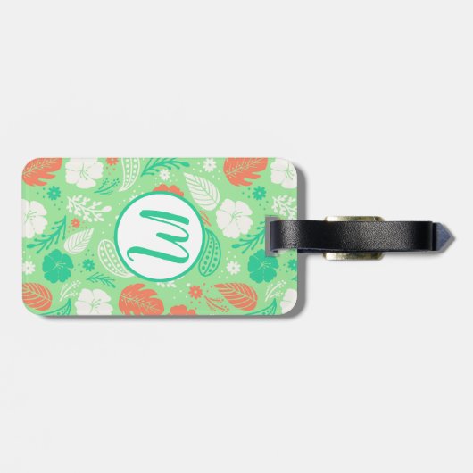 Groen en Oranje Tropisch Vloeiingspatroon Bagagelabel (Achterkant horizontaal)