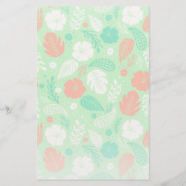 Groen en Oranje Tropisch Vloeiingspatroon Briefpapier