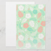 Groen en Oranje Tropisch Vloeiingspatroon Briefpapier (Voorkant / Achterkant)