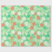 Groen en Oranje Tropisch Vloeiingspatroon Cadeaupapier (Vlak)