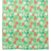 Groen en Oranje Tropisch Vloeiingspatroon Douchegordijn (Voorkant)