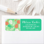 Groen en Oranje Tropisch Vloeiingspatroon Etiket (Insitu)