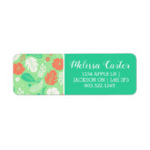 Groen en Oranje Tropisch Vloeiingspatroon Etiket (Voorkant)