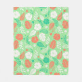 Groen en Oranje Tropisch Vloeiingspatroon Fleece Deken (Voorkant)