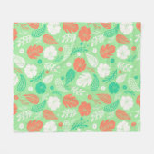 Groen en Oranje Tropisch Vloeiingspatroon Fleece Deken (Voorkant (Horizontaal))