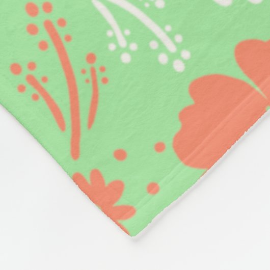 Groen en Oranje Tropisch Vloeiingspatroon Fleece Deken (Hoek)