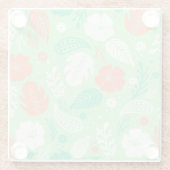 Groen en Oranje Tropisch Vloeiingspatroon Glazen Onderzetter (Achterkant)