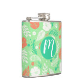 Groen en Oranje Tropisch Vloeiingspatroon Heupfles (Rechts)