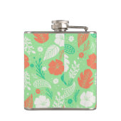 Groen en Oranje Tropisch Vloeiingspatroon Heupfles (Achterkant)