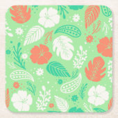 Groen en Oranje Tropisch Vloeiingspatroon Kartonnen Onderzetters (Voorkant)